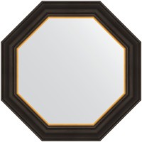 Зеркало Evoform Octagon 58x58 в багетной раме - Черное дерево с золотом 71 мм