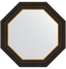 Зеркало Evoform Octagon 58x58 в багетной раме - Черное дерево с золотом 71 мм