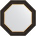 Зеркало Evoform Octagon 58x58 в багетной раме - Черное дерево с золотом 71 мм