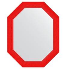 Зеркало Evoform Polygon 96х76 в багетной раме - Красная волна 89 мм