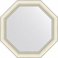 Зеркало Evoform Octagon 56x56 в багетной раме - Белый с серебром 60 мм