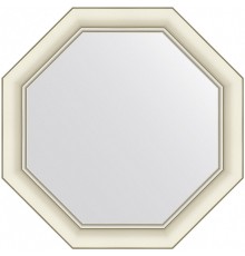Зеркало Evoform Octagon 56x56 в багетной раме - Белый с серебром 60 мм