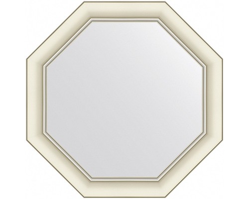 Зеркало Evoform Octagon 56x56 в багетной раме - Белый с серебром 60 мм