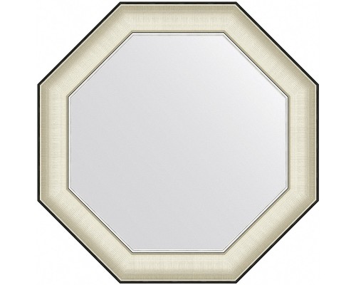 Зеркало Evoform Octagon 64x64 в багетной раме - Белая кожа с хромом 78 мм