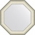 Зеркало Evoform Octagon 64x64 в багетной раме - Белая кожа с хромом 78 мм