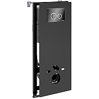 Инсталляция WasserKRAFT Abens 20TLT.010.ME.BL.PB01 для унитаза Черное стекло с Черной глянцевой клавишей смыва