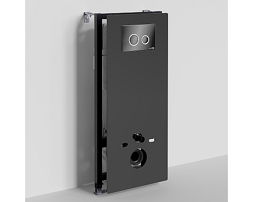 Инсталляция WasserKRAFT Abens 20TLT.010.ME.BL.PB01 для унитаза Черное стекло с Черной глянцевой клавишей смыва