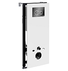 Инсталляция WasserKRAFT Abens 20TLT.010.ME.WH.PB01 для унитаза Белое стекло с Черной глянцевой клавишей смыва