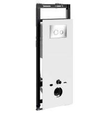 Инсталляция WasserKRAFT Salm 27TLT.010.ME.WH.CH01 для унитаза Белое стекло с клавишей смыва Хром