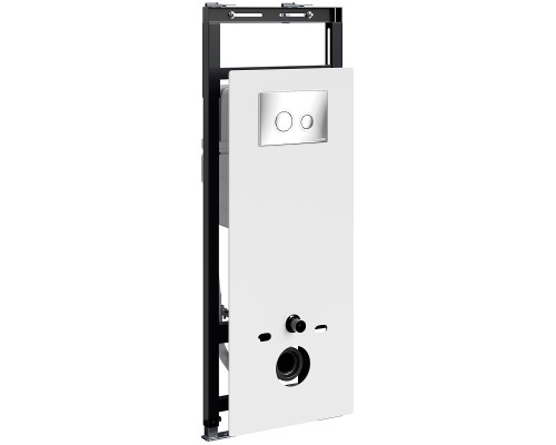 Инсталляция WasserKRAFT Salm 27TLT.010.ME.WH.CH01 для унитаза Белое стекло с клавишей смыва Хром