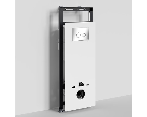 Инсталляция WasserKRAFT Salm 27TLT.010.ME.WH.CH01 для унитаза Белое стекло с клавишей смыва Хром