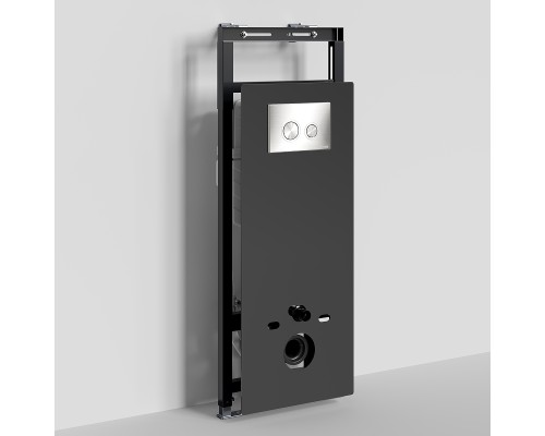 Инсталляция WasserKRAFT Salm 27TLT.010.ME.BL.BN01 для унитаза Черное стекло с клавишей смыва Никель