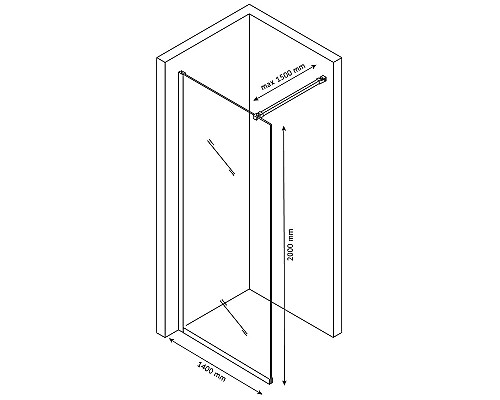 Душевая перегородка Berges Sky Black 140х200 064016 профиль Черный матовый стекло прозрачное