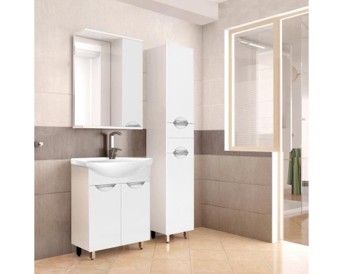 Зеркало со шкафом Style Line Жасмин 80 С с подсветкой Белый глянец