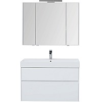 Комплект мебели для ванной Aquanet Бруклин 100 207800 подвесной Белый глянец