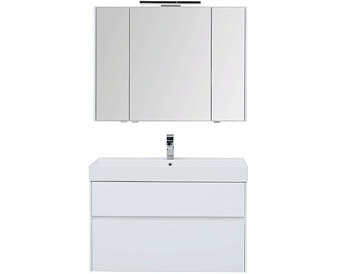 Комплект мебели для ванной Aquanet Бруклин 100 207800 подвесной Белый глянец