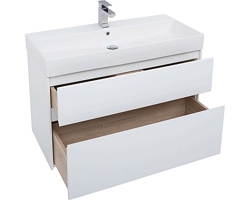 Комплект мебели для ванной Aquanet Бруклин 100 207800 подвесной Белый глянец