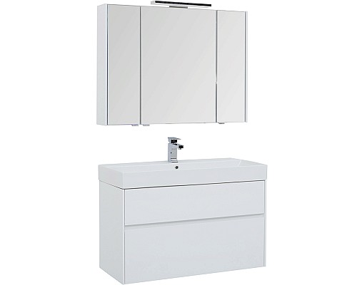 Комплект мебели для ванной Aquanet Бруклин 100 207800 подвесной Белый глянец