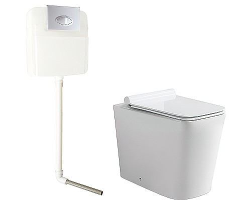 Комплект унитаза SantiLine SL-5020 со смывным бачком SL-02 с клавишей смыва Хром