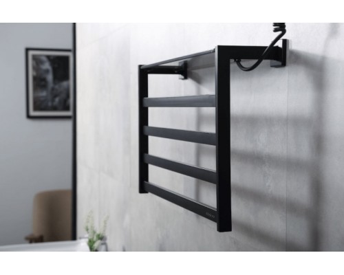 Полотенцесушитель электрический с полкой Black&White Universe 58x35 см Черный матовый, арт