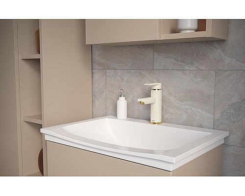 Смеситель для раковины Shouder Unique Plus 0180216 Слоновая кость Золото