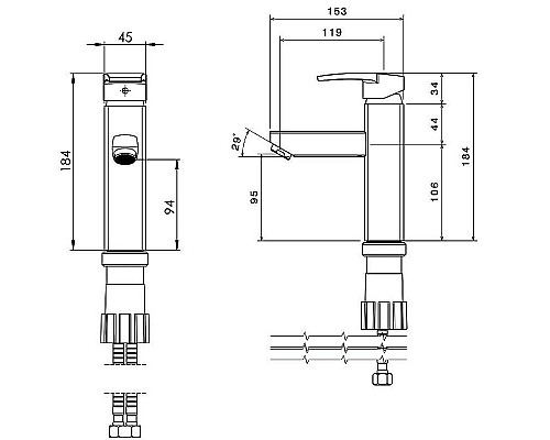 Смеситель для раковины Shouder Unique Plus 0180216 Слоновая кость Золото