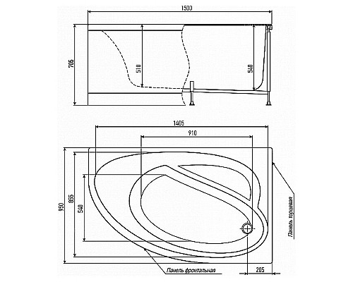 Акриловая ванна Alex Baitler Nero 150х95 L без гидромассажа
