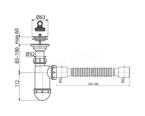 Сифон для раковины Alcaplast (A41+A71) Хром