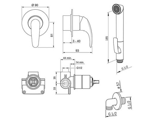Гигиенический душ со смесителем Oras Polara 1488 Хром