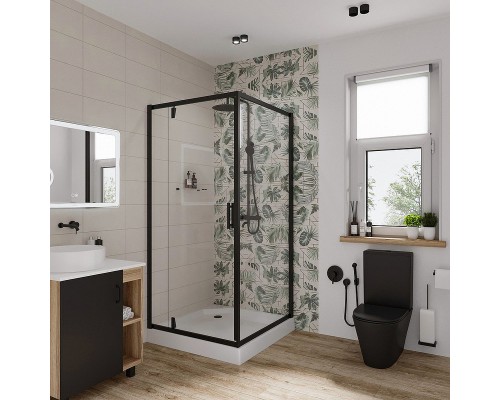 Душевой уголок Niagara Nova NG-6801-08 BLACK 90х90 профиль Черный стекло прозрачное
