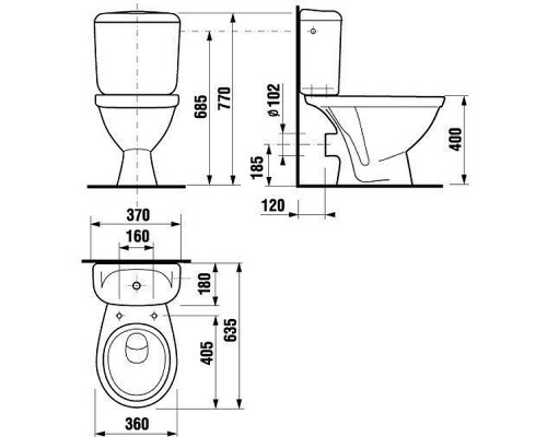 Унитаз компакт Jika Lyra 2423.6 с бачком без сиденья