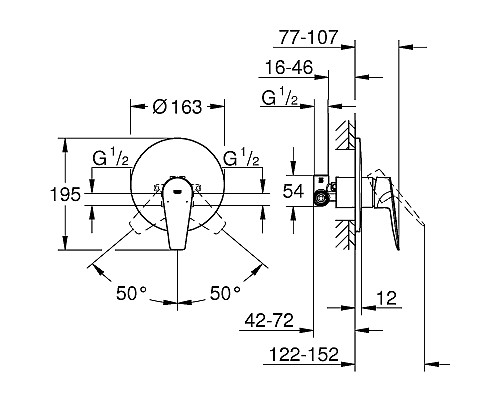 Смеситель для душа Grohe BauEdge 29078001 Хром