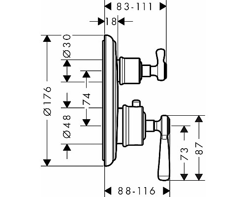 Переключатель потоков Axor Montreux 16830000 Хром