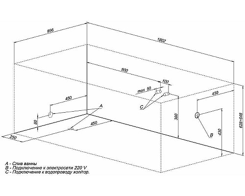 Акриловая ванна Aquanet Grenada 180x90 205493 без гидромассажа