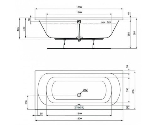 Акриловая ванна Ideal Standard Simplicity Duo 180x80 без гидромассажа
