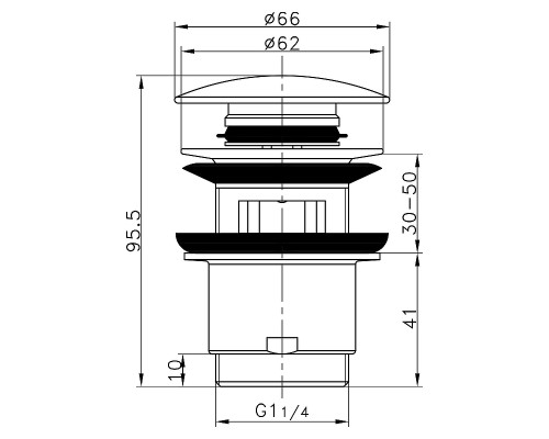 Донный клапан Frap F60 click-clack Хром