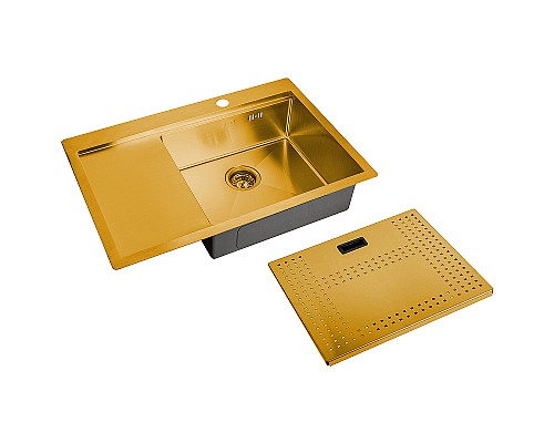 Кухонная мойка ZorG Master 78 ZM N-7852-R BRONZE с накладкой Бронза