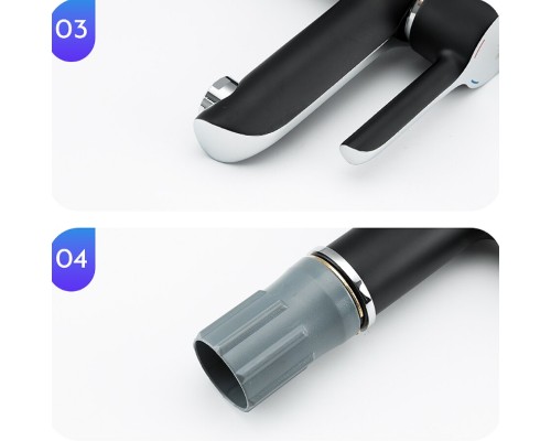 Смеситель для раковины Gappo G03-6 G1003-6 Черный матовый Хром