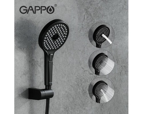 Смеситель для ванны Gappo G03-6 G3203-6 Черный матовый Хром