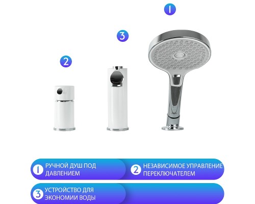 Смеситель на борт ванны Gappo G03-8 Белый Хром