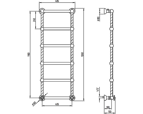 Водяной полотенцесушитель Migliore Edera 126x48 20307 Бронза
