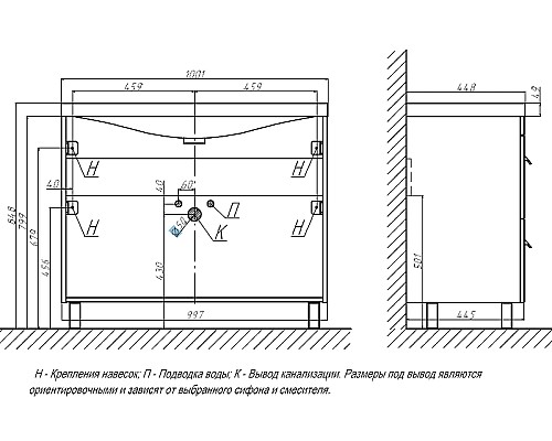 Тумба под раковину Velvex Orlando 100 tn.ORL.CLA.100.2Y Графит