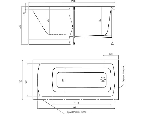 Акриловая ванна Timo Ritta 160x70 RITTA1670 без гидромассажа