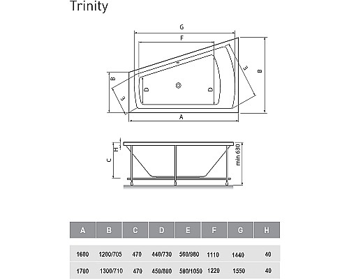 Акриловая ванна Vayer Trinity 160x120 L Гл000008156 без гидромассажа Акриловая ванна Vayer Trinity 160x120 L Гл000008156 без гидромассажа