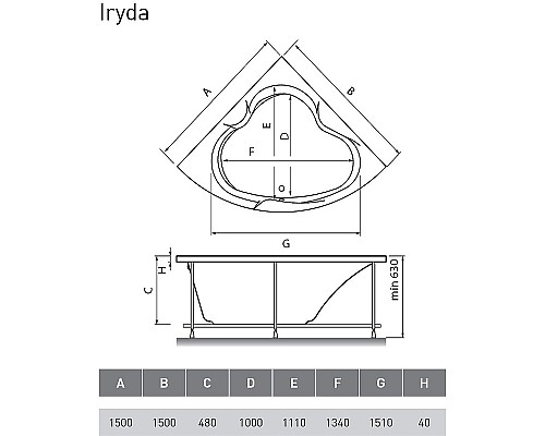 Акриловая ванна Vayer Iryda 150x150 Гл000006822 без гидромассажа Акриловая ванна Vayer Iryda 150x150 Гл000006822 без гидромассажа