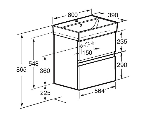 Тумба под раковину Roca Oleta 60 A857639515 подвесная Капучино