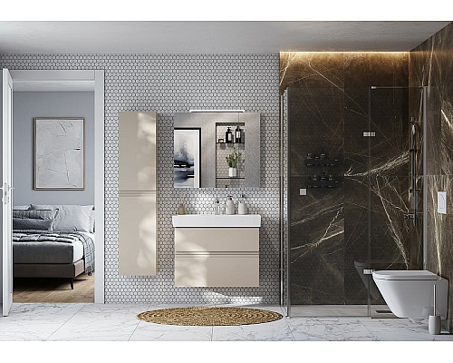 Зеркальный шкаф Roca Oleta 80 A857647515 с подсветкой Капучино