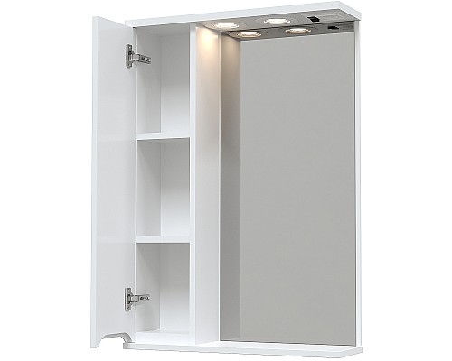 Зеркало со шкафом Avanti Uno 60 L 00706 с подсветкой Белое глянцевое Зеркало со шкафом Avanti Uno 60 L 00706 с подсветкой Белое глянцевое