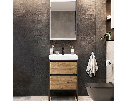 Комплект мебели для ванной STWORKI Кронборг 55 477717 Светлое дерево Серый