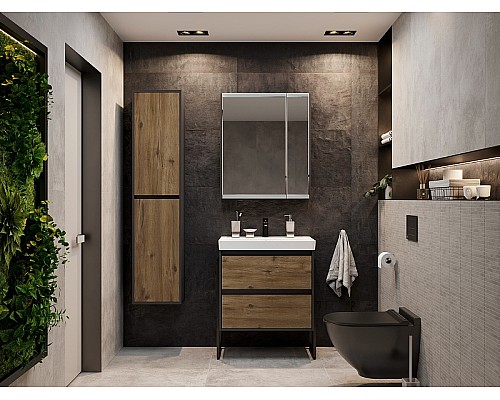 Комплект мебели для ванной STWORKI Кронборг 55 477717 Светлое дерево Серый